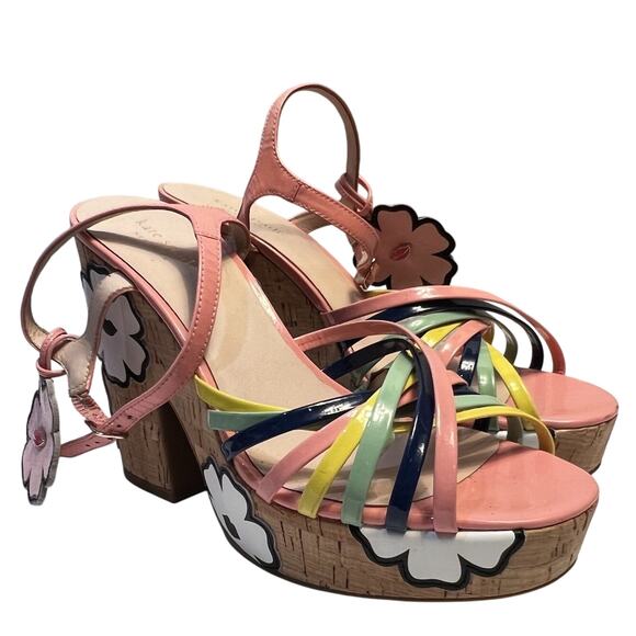 Kate Spade New York Sandals Size 9 Gerry Platform Y2K Shoes Floral Multicolor - Picture 3 of 16